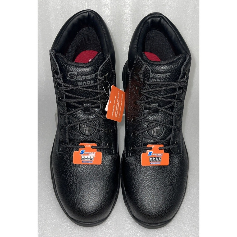 S Sport By Skechers Elton Black Steel Toe Leather Work Boots Men's Size 13‎ NEW - Picture 9 of 16